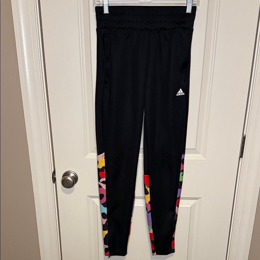Adidas Black Joggers with Colorful Side Accents